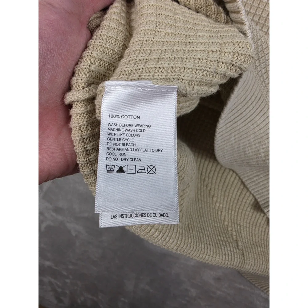 Tommy Bahama Sweater Mens XL Beige Quarter Zip Waffle Knit Cotton Pullover